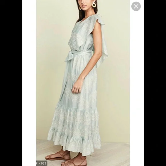 Love Sam x Anthropologie | Tallulah embroidered Tiered Midi Dress Laced - Picture 2 of 16